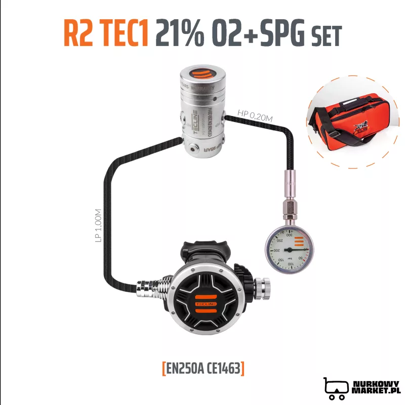AUTOMAT R2 TEC1 21% O2 G5/8 Z MANOMETREM, ZESTAW STAGE - EN250A