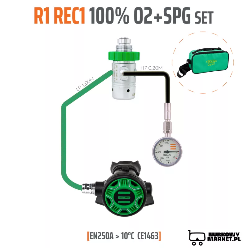 AUTOMAT R1 REC1 100% O2 M26X2 Z MANOMETREM, ZESTAW STAGE - EN250A > 10°C